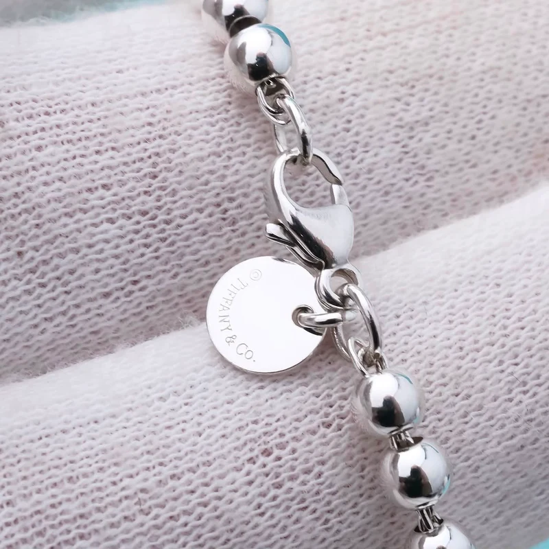 Pulsera de Cuentas con Corazón Esmalte Rosa en Plata 925