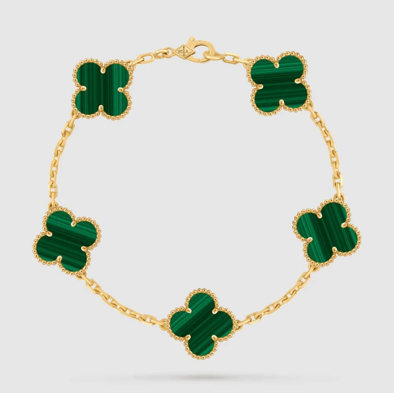 Pulsera Trébol Cinco Motivos con Minerales a Elegir y Kit de Regalo
