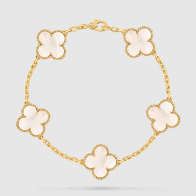 Pulsera Trébol Cinco Motivos con Minerales a Elegir y Kit de Regalo
