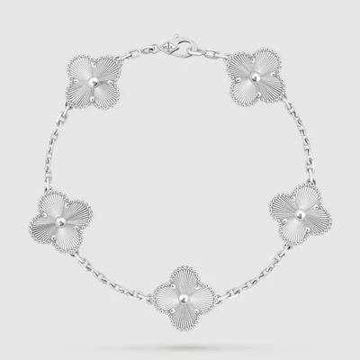 Pulsera Trébol Cinco Motivos con Minerales a Elegir y Kit de Regalo