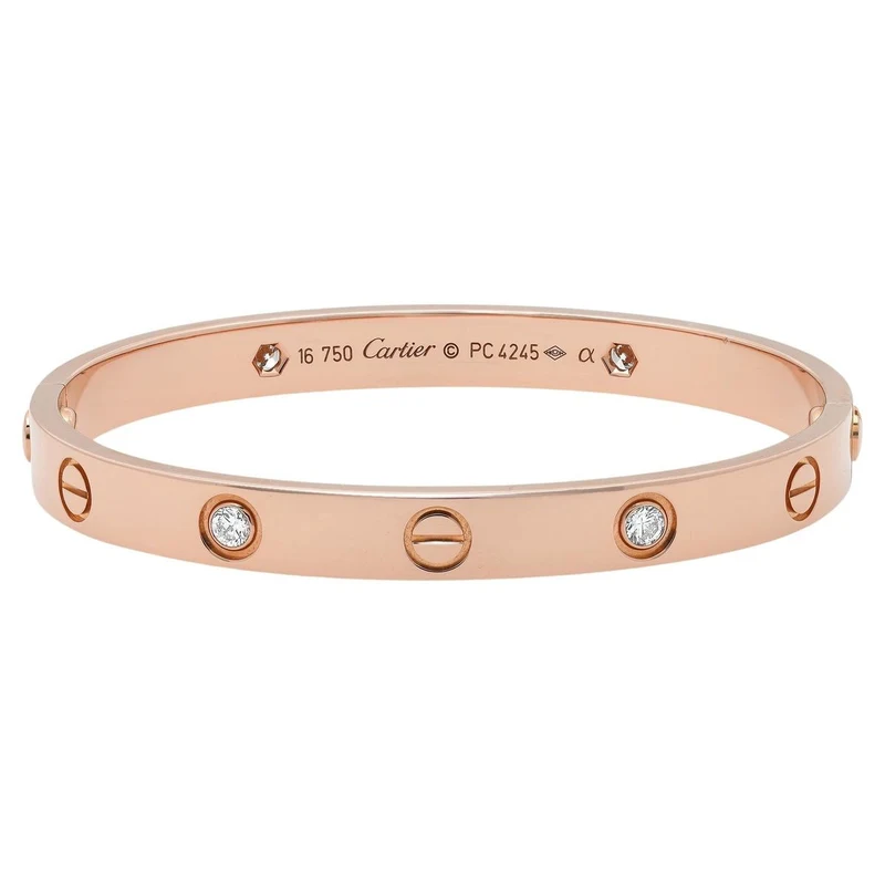 Brazalete de Tornillos con Piedras Tono Oro Rosa