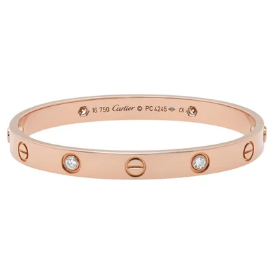 Brazalete de Tornillos con Piedras Tono Oro Rosa