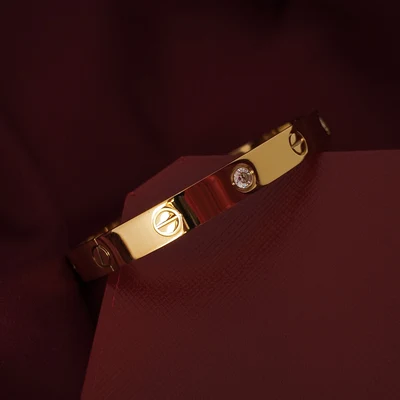 Brazalete de Tornillos Tono Oro Amarillo con Kit de Regalo