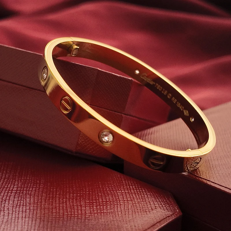Brazalete de Tornillos Tono Oro Amarillo con Kit de Regalo