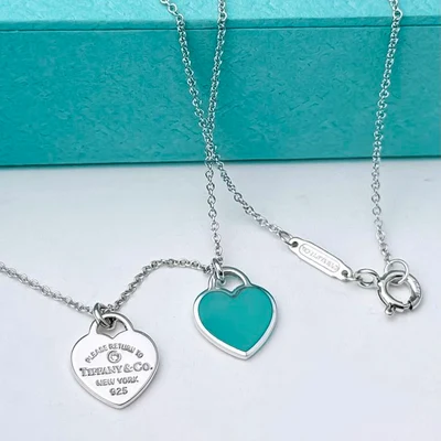 Collar Mini Corazón Doble Esmalte Azul con Piedra en Plata 925