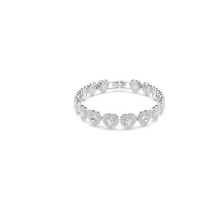 Pulsera de Corazones con Cristales Ajustable Acabado en Plata
