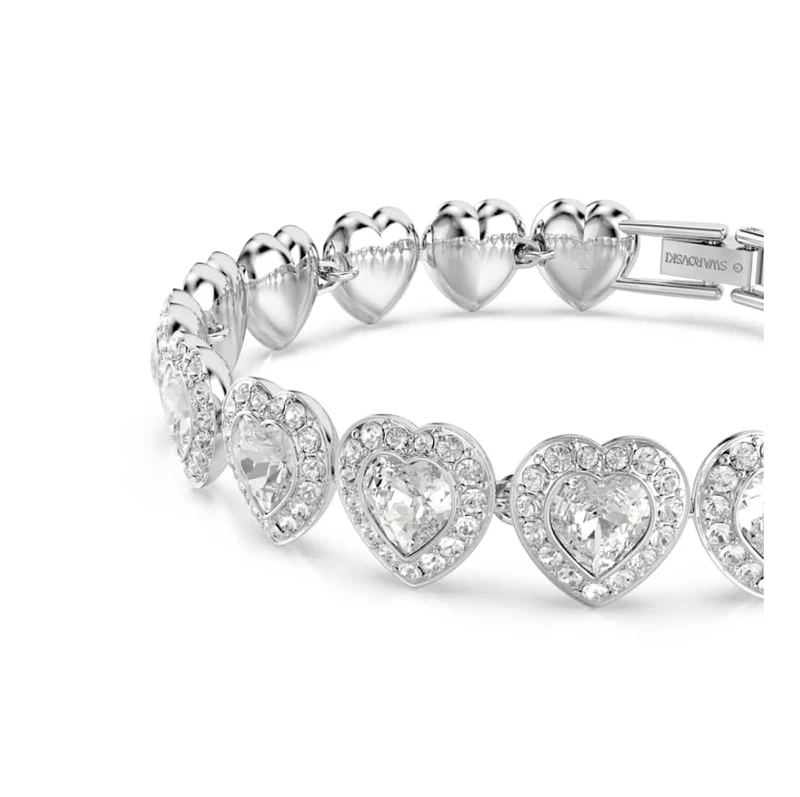 Pulsera de Corazones con Cristales Ajustable Acabado en Plata
