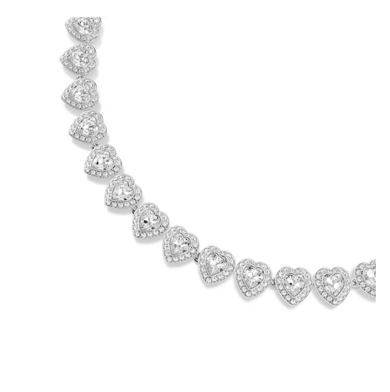 Collar de Corazones con Cristales Ajustable Acabado en Plata