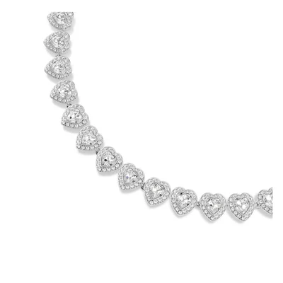 Collar de Corazones con Cristales Ajustable Acabado en Plata